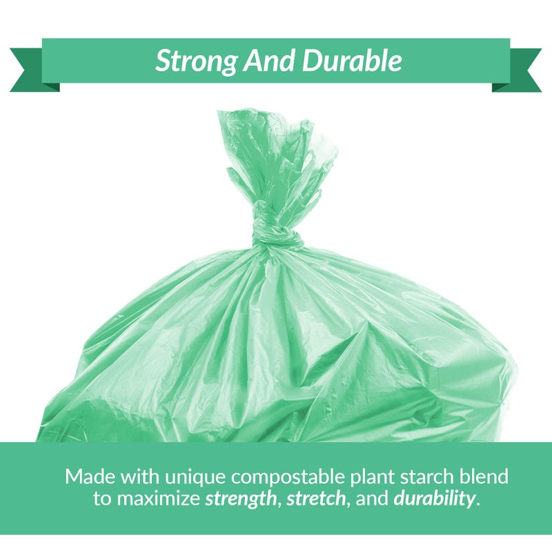 Reli. Compostable 6-8 Gallon Trash Bags | 100 Count | ASTM D6400 | Green | Eco-Friendly | For Compost - Image 3